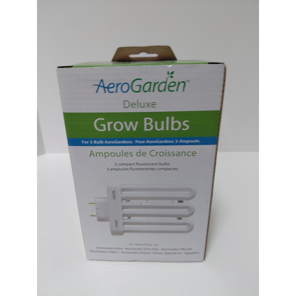 AeroGarden Deluxe Grow Bulbs 3-Pack Compact Fluorescent 26W 1560 Lumens NEW